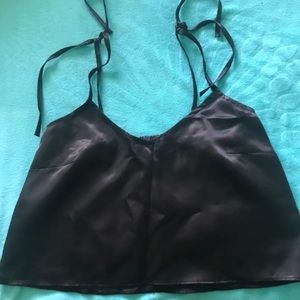 Black Satin Cropped Cami Top Size S